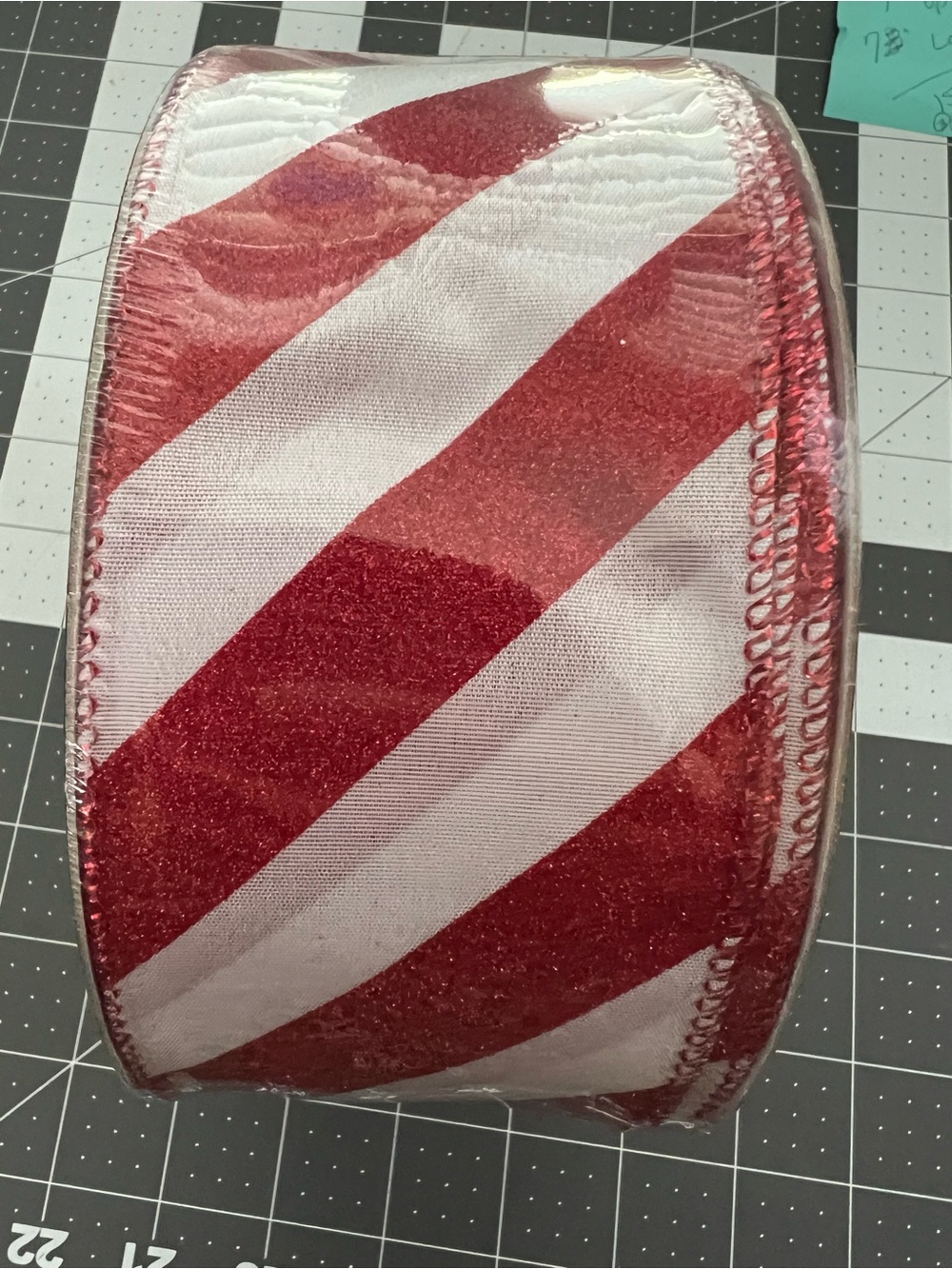 Member's Mark Red and White Diagonal Stripe Premium Ribbon - 2.5 in